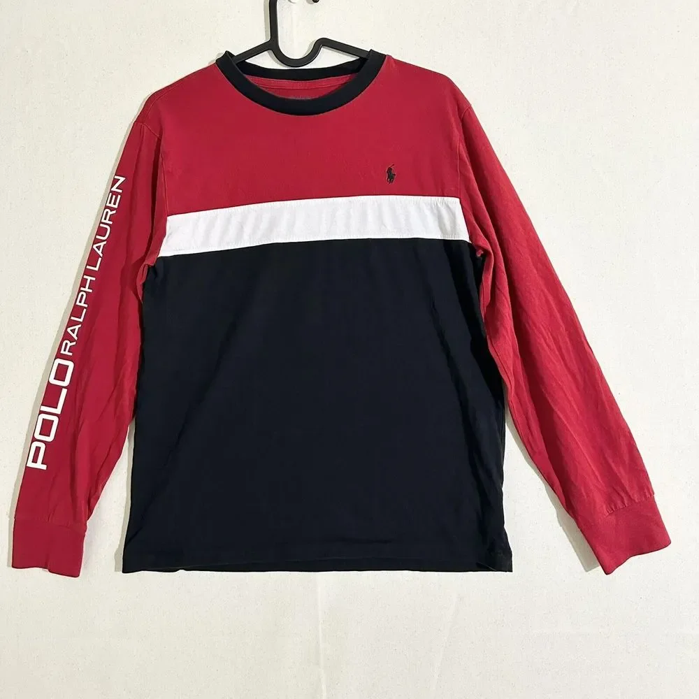 Polo Ralph Lauren T-Shirt Boys Youth Size (14-16) Long Sleeve Red/Black/White